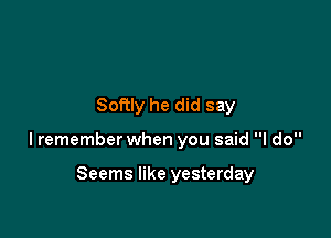 Softly he did say

lremember when you said I do

Seems like yesterday