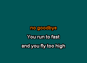 no goodbye

You run to fast

and you fly too high