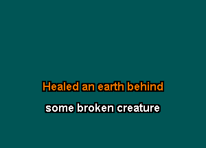 Healed an earth behind

some broken creature