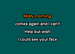 Misty morning

comes again and I can't
Help but wish

lcould see your face