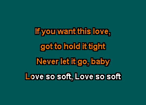 lfyou want this love,

got to hold it tight

Never let it go. baby

Love so soft, Love so soft
