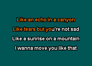 Like an echo in a canyon
Like tears but you're not sad
Like a sunrise on a mountain

I wanna move you like that