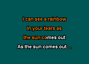 I can see a rainbow

In your tears as

the sun comes out

As the sun comes out....