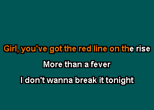Girl, you've got the red line on the rise

More than a fever

I don't wanna break it tonight
