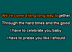 We've come a long long way together
Through the hard times and the good
I have to celebrate you baby

I have to praise you like I should