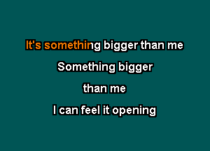 It's something bigger than me
Something bigger

than me

I can feel it opening