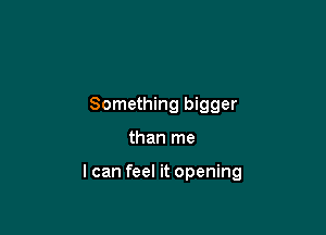 Something bigger

than me

I can feel it opening