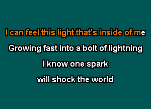 I can feel this light that's inside of me
Growing fast into a bolt of lightning
I know one spark

will shock the world