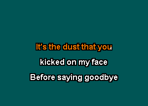 It's the dust that you

kicked on my face

Before saying goodbye