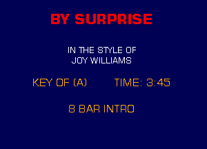 IN THE SWLE OF
JOY WILLIAMS

KEY OF (A) TIME 3145

8 BAR INTRO
