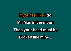 lfyou feel like I do

Mr. Man in the moon

Then your heart must be

Broken like mine...