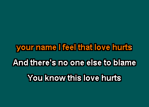 your name I feel that love hurts

And there's no one else to blame

You know this love hurts