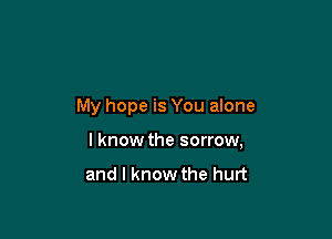 My hope is You alone

I know the sorrow,

and I know the hurt