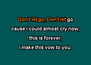 Don't let go, Don't let go
cause i could almost cry now,

this is forever,

i make this vow to you.
