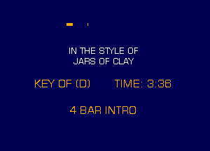 IN THE SWLE OF
JARS OF CLAY

KEY OF EDJ TIME 3188

4 BAR INTRO