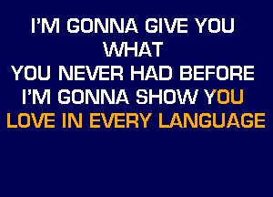 I'M GONNA GIVE YOU
WHAT
YOU NEVER HAD BEFORE
I'M GONNA SHOW YOU
LOVE IN EVERY LANGUAGE