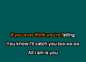 If you ever think you're falling

You know I'll catch you too-oo-oo

All I am is you