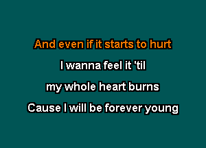 And even if it starts to hurt
I wanna feel it 'til

my whole heart burns

Cause I will be forever young