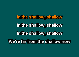 In the shallow, shallow

In the shallow, shallow
In the shallow. shallow

We're far from the shallow now