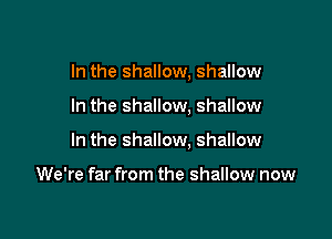 In the shallow, shallow

In the shallow, shallow
In the shallow. shallow

We're far from the shallow now
