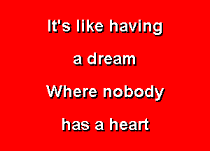 It's like having

a dream

Where nobody

has a heart