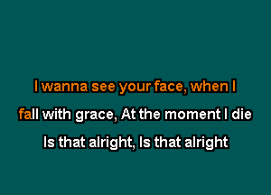 I wanna see your face, when I

fall with grace, At the momentl die

Is that alright, Is that alright