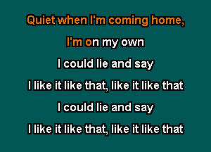 Quiet when I'm coming home,

I'm on my own
lcould lie and say
I like it like that, like it like that
lcould lie and say

I like it like that, like it like that