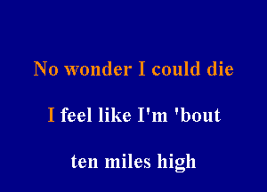 No wonder I could die

I feel like I'm 'bout

ten miles high