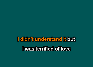 I didn't understand it but

lwas terrified oflove