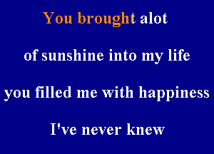 You brought alot
of sunshine into my life
you filled me With happiness

I've never knew