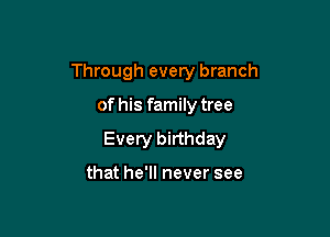 Through evew branch

of his family tree

Every birthday

that he'll never see