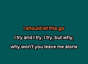 lshould let this go

I try and I try, I try. but why,

why won't you leave me alone