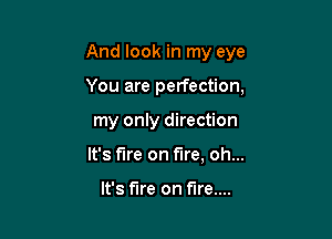 And look in my eye

You are perfection,

my only direction

It's fire on fire, oh...

It's fire on fire....