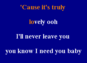 'Cause it's truly
lovely 0011

I'll never leave you

you know I need you baby