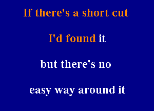 If there's a short cut

I'd found it

but there's no

easy way around it