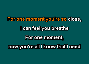 For one moment you're so close,

I can feel you breathe
For one moment,

now you're all I know that I need