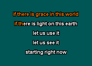 if there is grace in this world
ifthere is light on this earth
let us use it

let us see it

starting right now