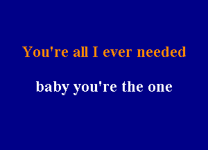 You're all I ever needed

baby you're the one