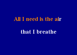 All I need is the air

that I breathe