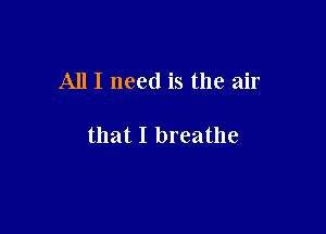 All I need is the air

that I breathe