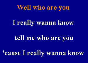 Well Who are you
I really wanna know
tell me Who are you

'cause I really wanna know