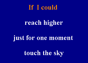 If I could

reach higher

just for one moment

touch the sky