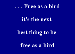 . . . Free as a bird

it's the next

best thing to be

free as a bird