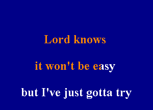 Lord knows

it won't be easy

but I've just gotta try