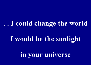 . . I could change the world

I would be the sunlight

in your universe