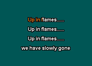 Up in flames ......

Up in flames ......

Up in flames ......

we have slowly gone