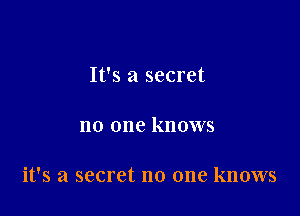 It's a secret

no one knows

it's a secret no one knows