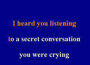 I heard you listening

to a secret conversation

you were crying