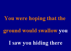 You were hoping that the
ground would swallow you

I saw you hiding there