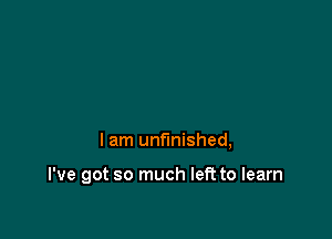 I am unfinished,

I've got so much left to learn
